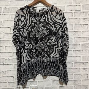 Women’s Cruise Wear & Co. black and white print sheer cover-up dress Small